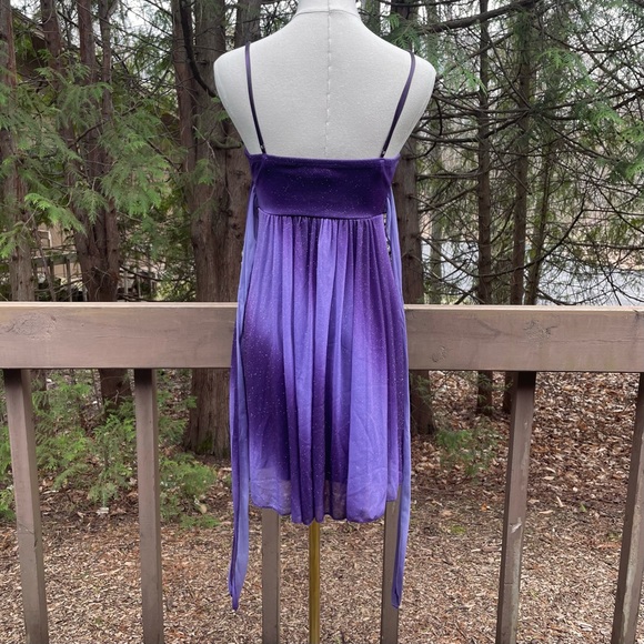 Purple Glitter Ruby Rox Mini Dress Lavender Ruched Spaghetti V-Neck Prom Dress - Picture 6 of 12